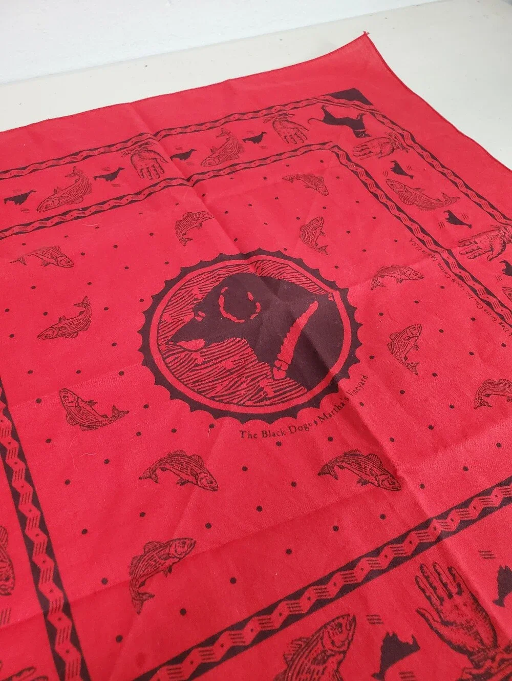 Bandana Black Dog Brand Made In The USA Rockabilly Pin Up Style Black And Red